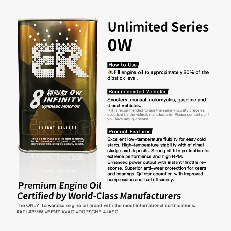 ER Ester Engine Oil 0W Infinite Grade Product Image